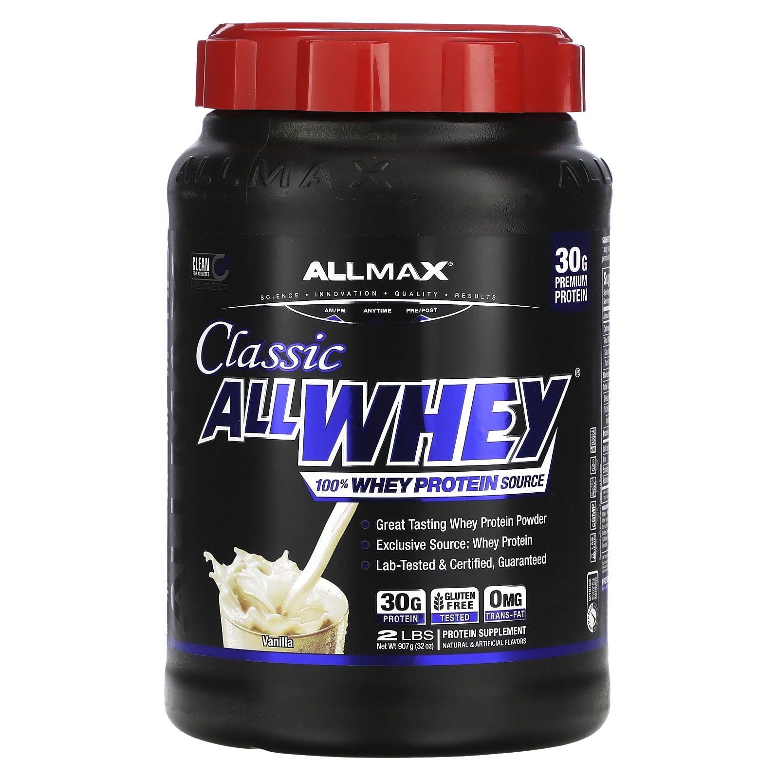 

AllWhey Classic, 100% сывороточный протеин, французская ваниль, 2 фунта (907 г), ALLMAX