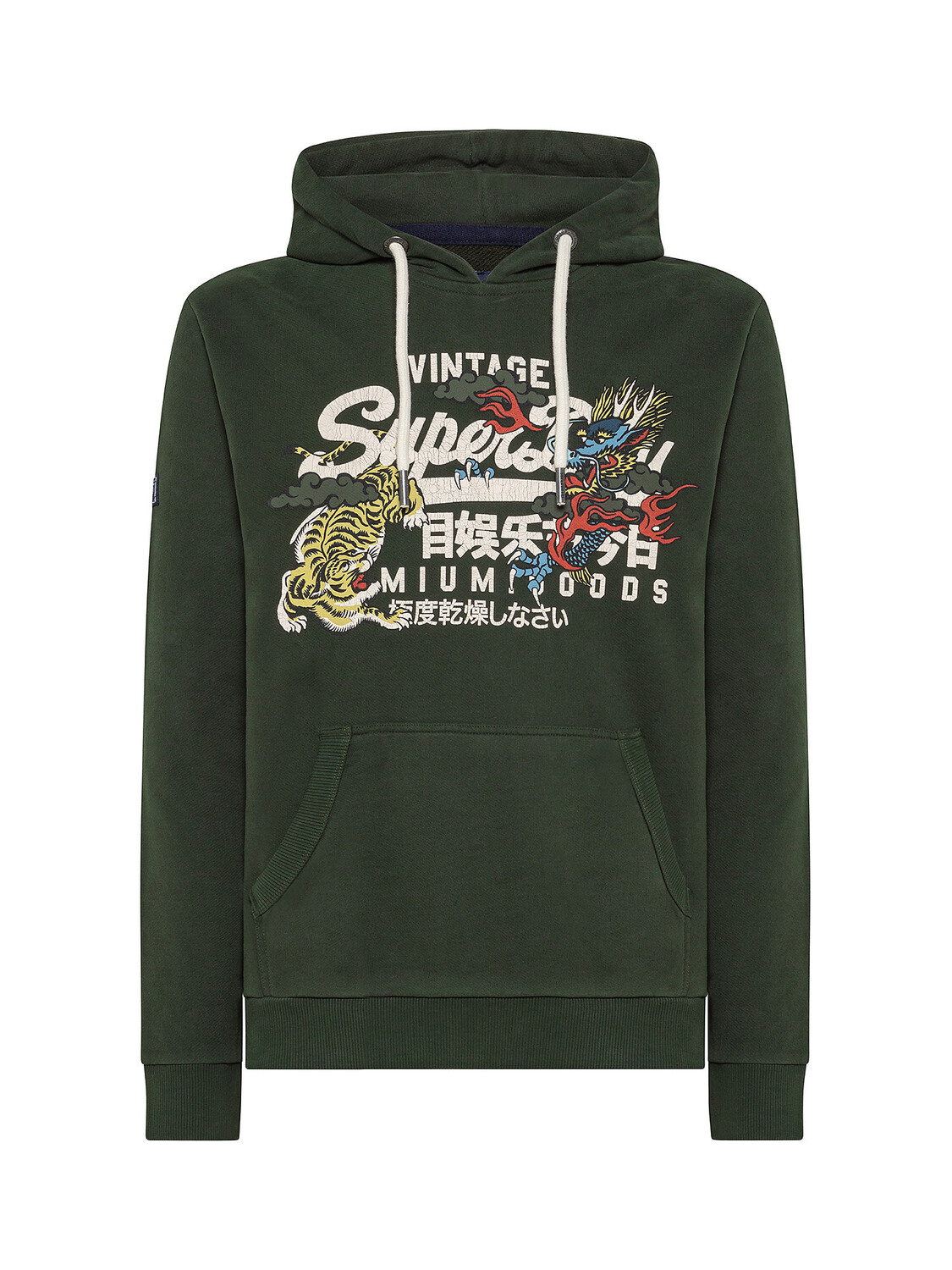 

Толстовка с капюшоном и принтом Superdry, темно-зеленый