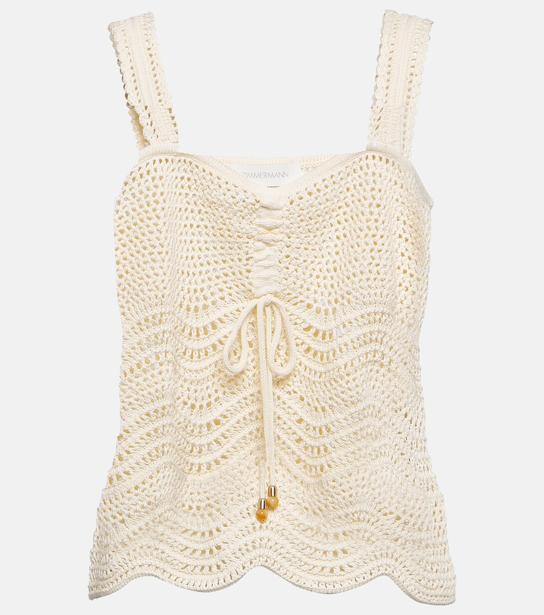

Топ Devi из хлопка крючком ZIMMERMANN, бежевый