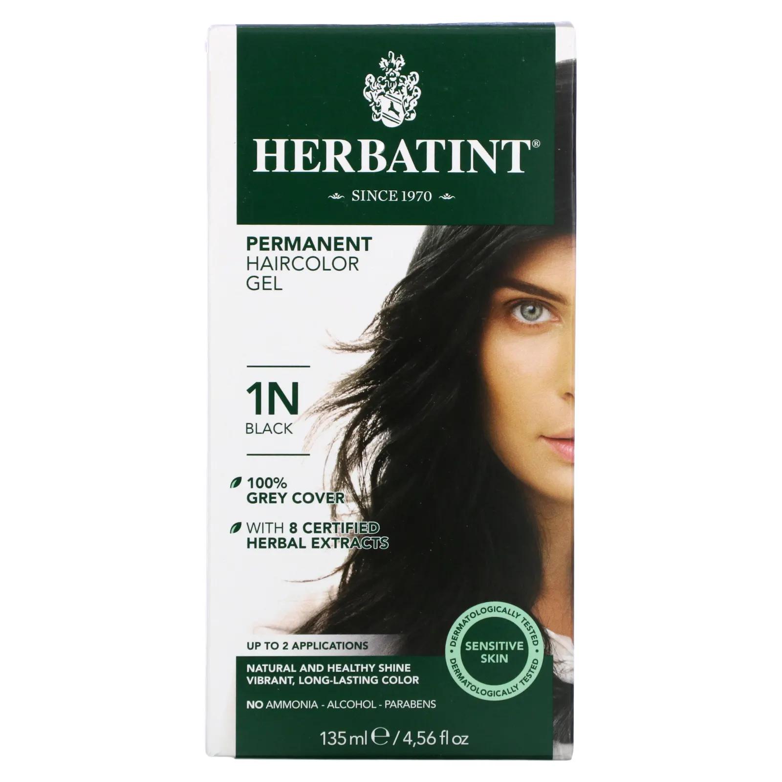 Herbatint Перманентная краска-гель для волос 1N черный 4,56 жидкой унции (135 мл) herbatint перманентная краска гель для волос 5n светлый каштан 4 56 жидкой унции 135 мл