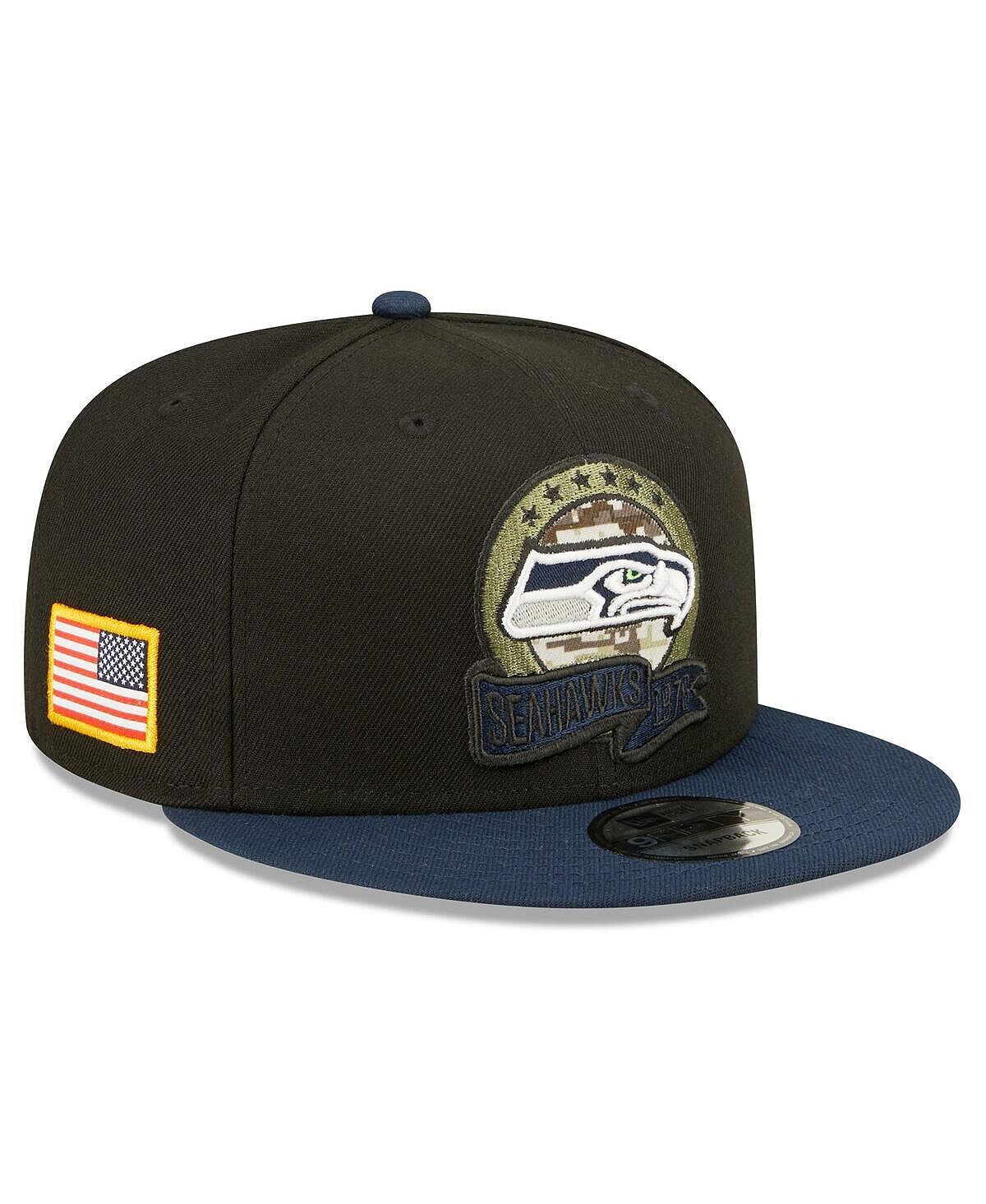 

Мужская черная, темно-синяя кепка Snapback Salute To Service 9FIFTY Seattle Seahawks 2022 New Era
