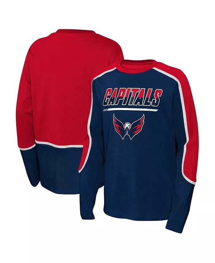 

Темно-синяя, красная футболка Big Boys Washington Capitals Pro Assist с длинными рукавами Outerstuff, синий