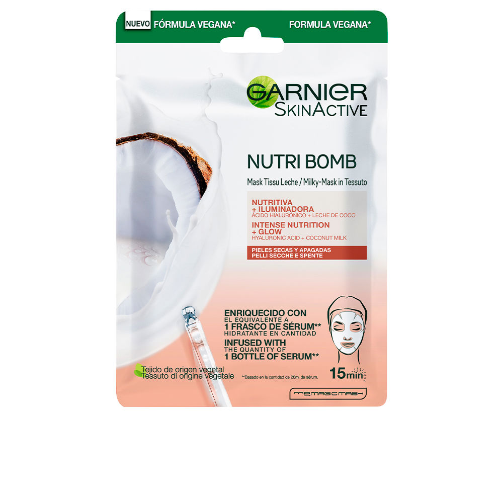 Маска для лица Skinactive nutri bomb mask facial nutritiva iluminadora Garnier, 28г garnier маска тканевая для лица питательная с кокосовым молочком 32 г