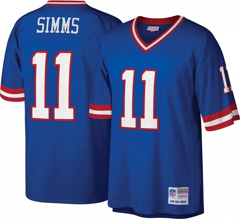 

Мужская футболка Mitchell & Ness New York Giants Phil Simms # 11 Royal 1986 года.