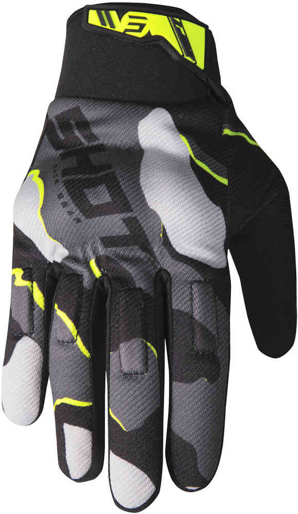 Камуфляжные перчатки для мотокросса для дрифта Shot, неоново-желтый цена и фото