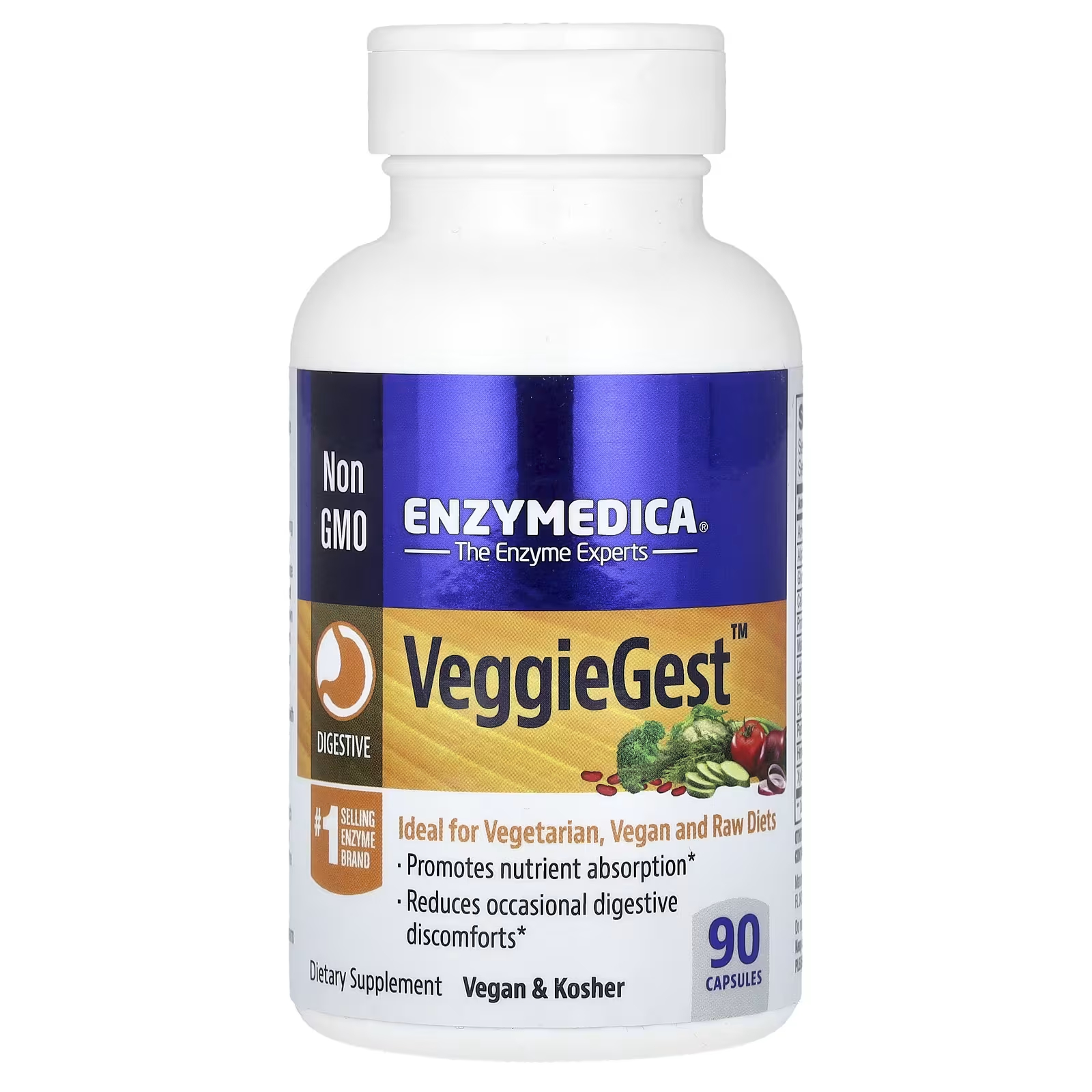 цена Пищевая добавка Enzymedica VeggieGest, 90 капсул