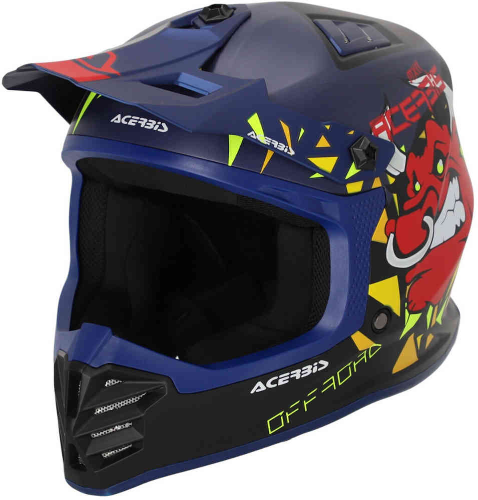 Профильный молодежный шлем для мотокросса Acerbis, черный матовый/синий