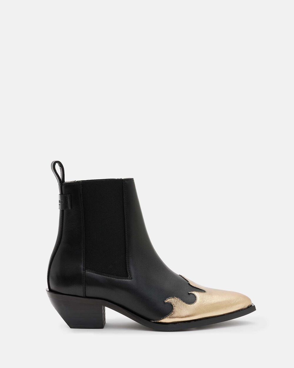 Кожаные ботинки в стиле вестерн с острым носком Dellaware AllSaints, черное золото