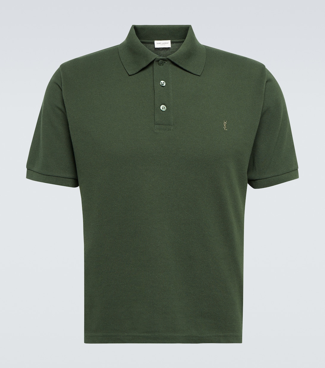 Рубашка поло из смесового хлопка Saint Laurent, зеленый