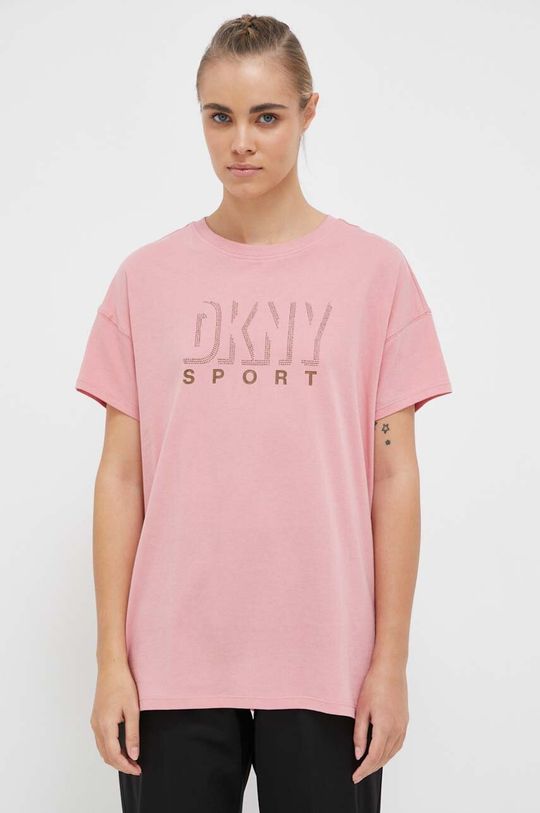 Хлопковая футболка Dkny DKNY, розовый цена и фото