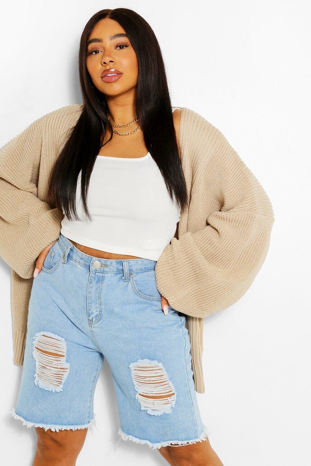 

Длинный кардиган с воздушными рукавами plus Boohoo, серый