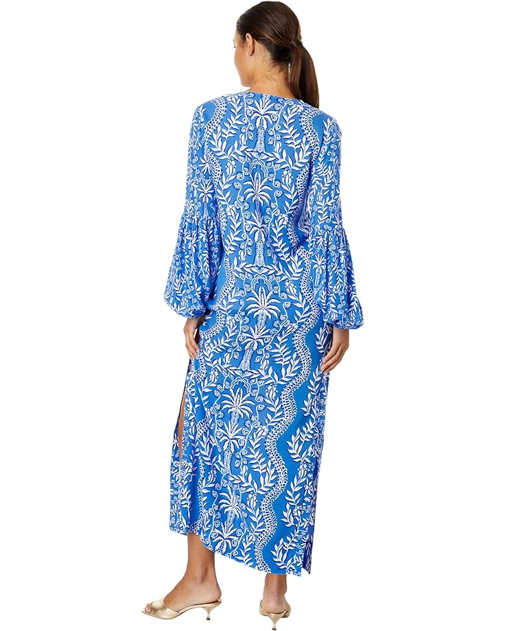 Платье Lilly Pulitzer Laurelie Long Sleeve Maxi, цвет Abaco Blue Have It Both Rays Engineered Woven Maxi
