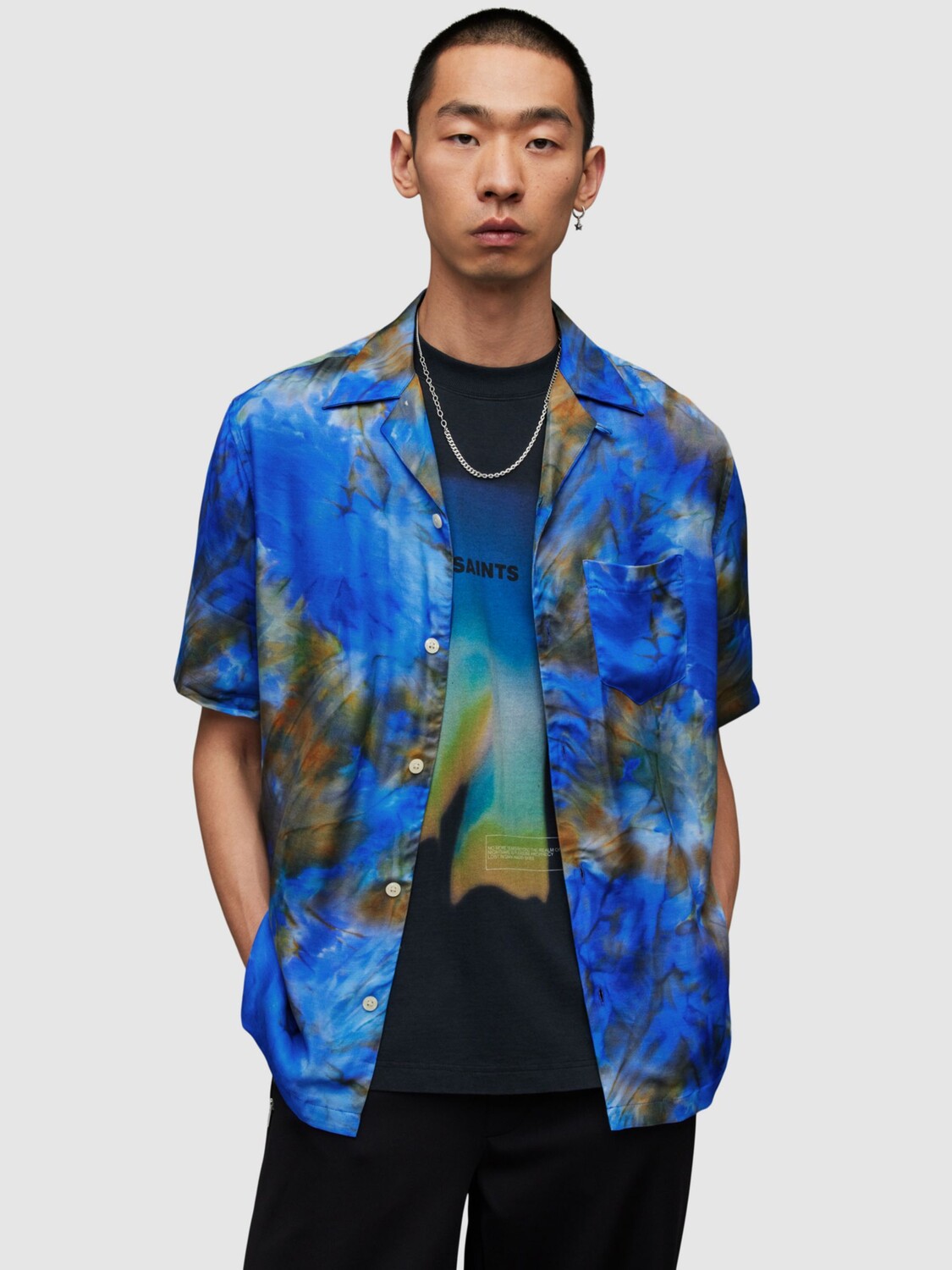 

Рубашка с коротким рукавом Borealis AllSaints, синий/мульти