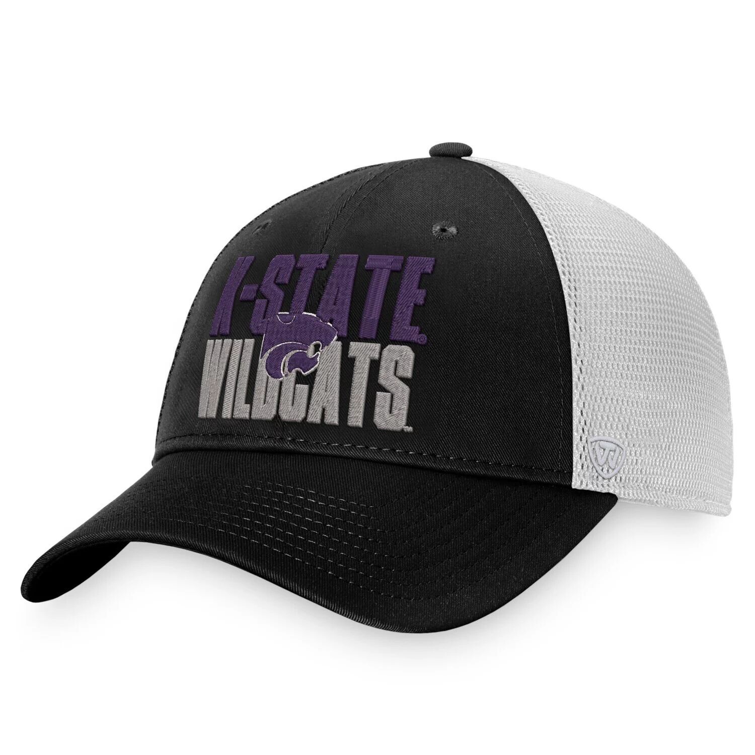 

Мужская черно-белая кепка Top of the World Kansas State Wildcats Stockpile Trucker Snapback
