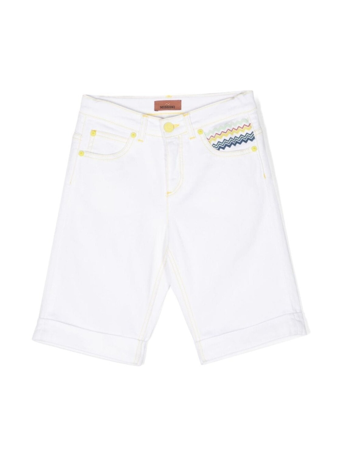 

Missoni Kids джинсовые шорты с вышитым узором зигзаг, белый
