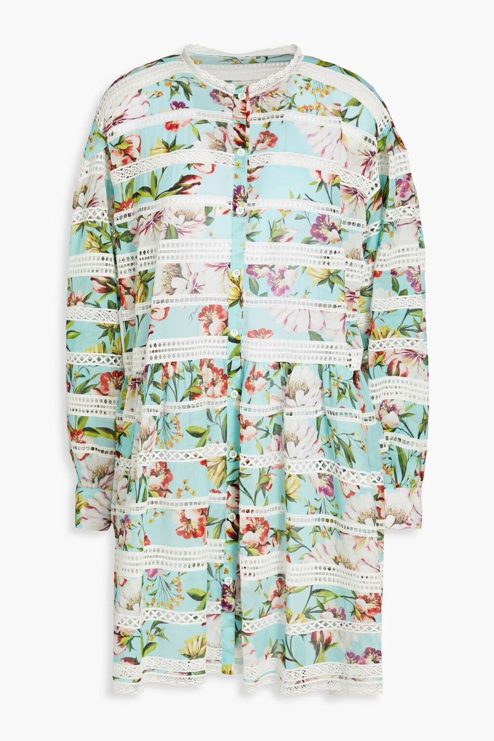 

Платье-рубашка из хлопка с цветочным принтом Dolce & Gabbana, бирюзовый