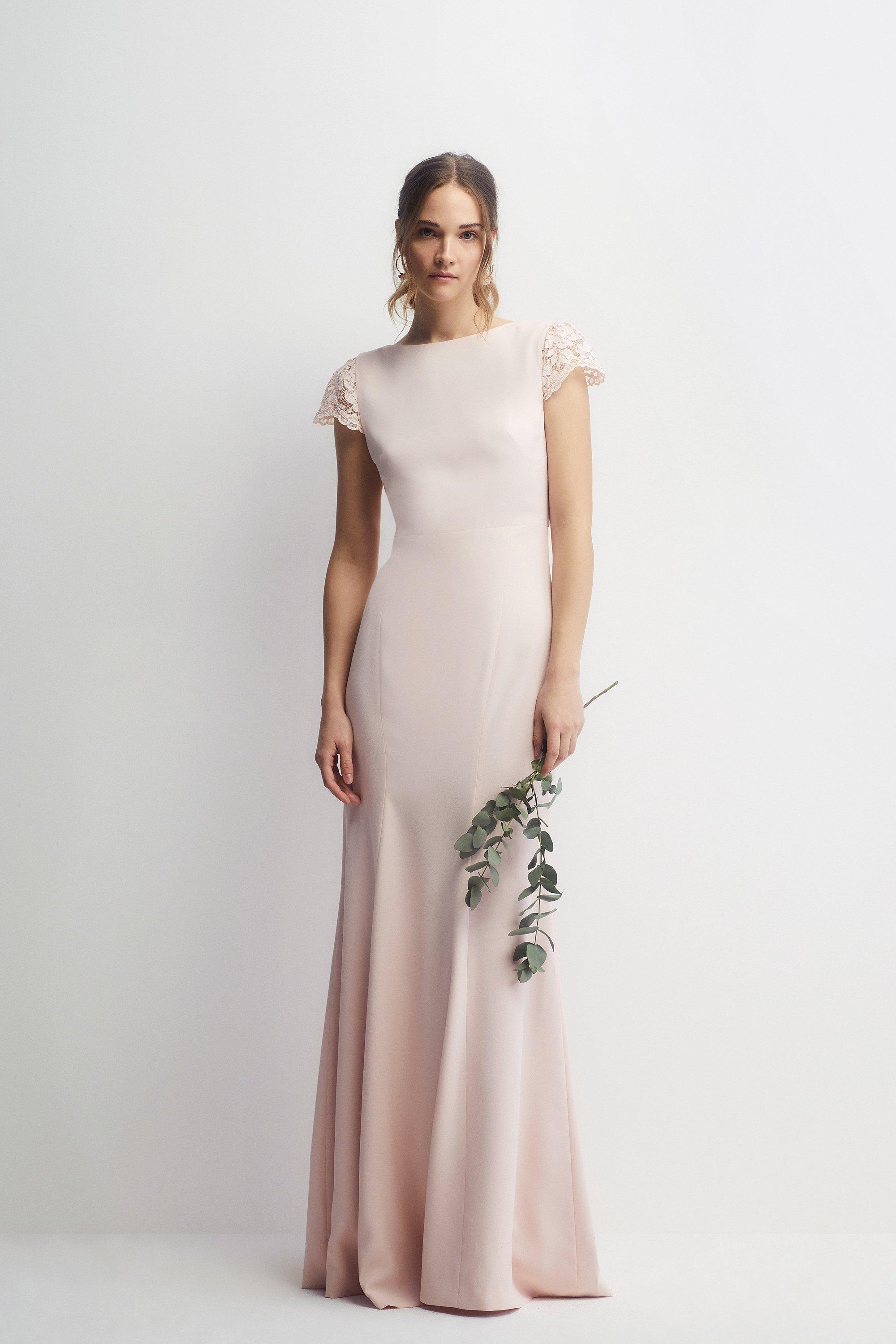 Кружевное платье для подружек невесты из крепа с рыбьим хвостом Coast, розовый
