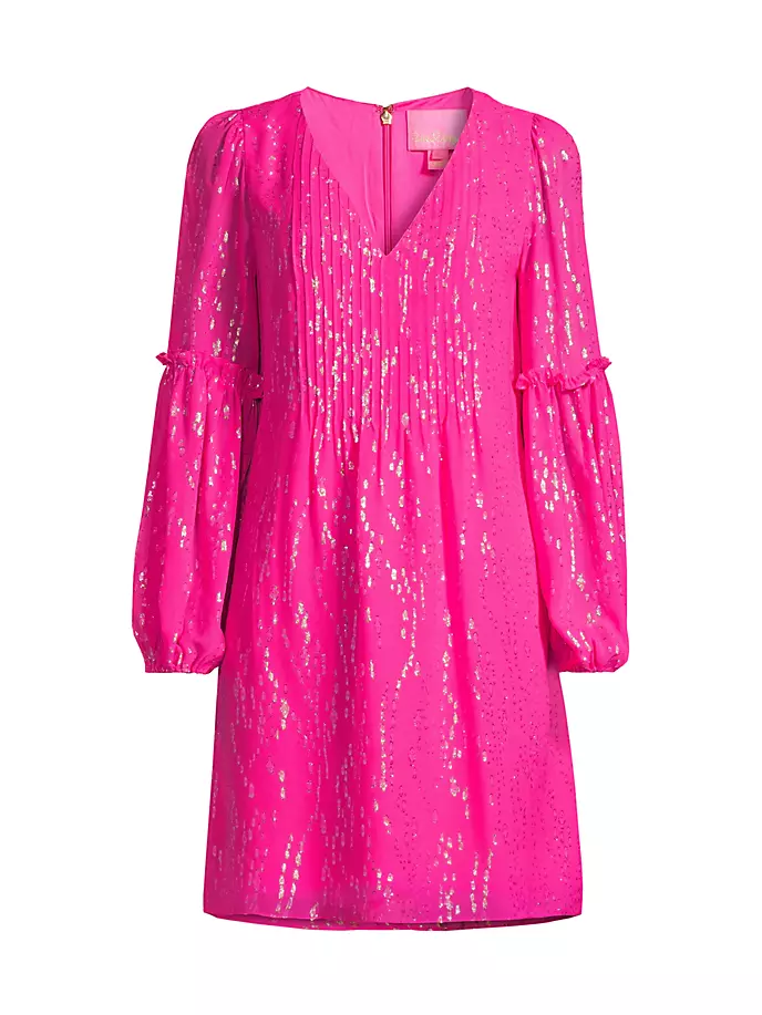 Мини-платье Clemé из шелка цвета металлик Lilly Pulitzer, цвет pink palms