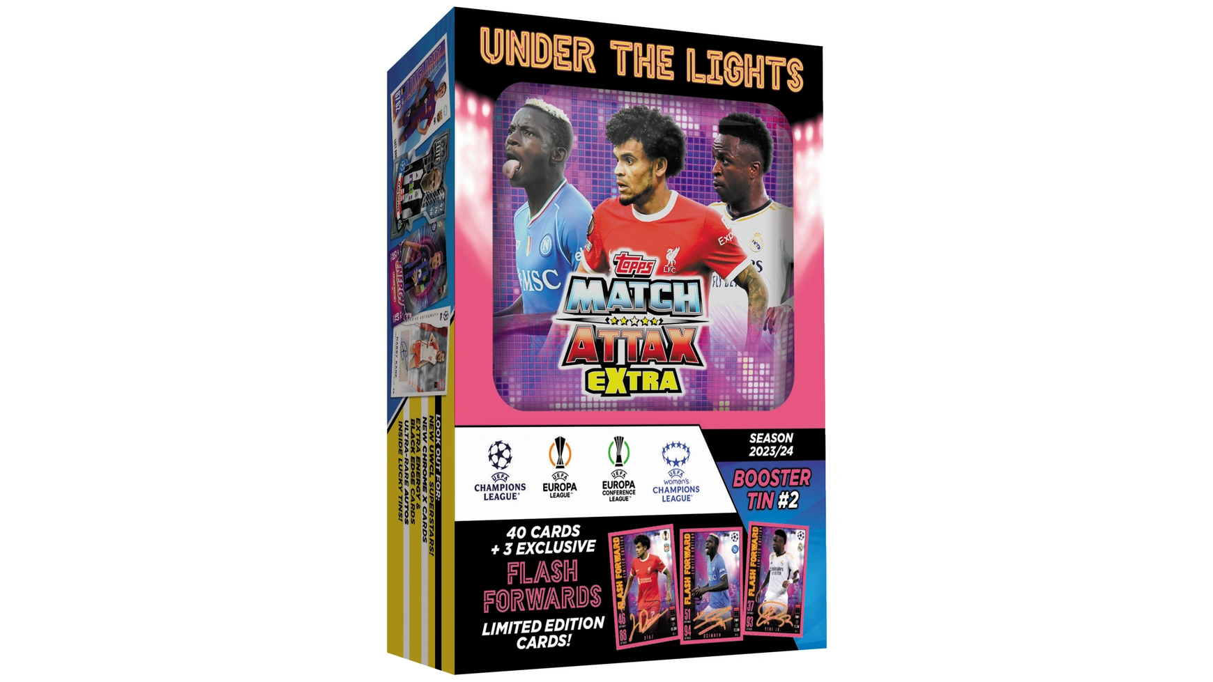 

Topps Аттакс матча Лиги чемпионов УЕФА Extra 2023/2024 Under The Lights BOOSTER TIN, 1 штука, в ассортименте