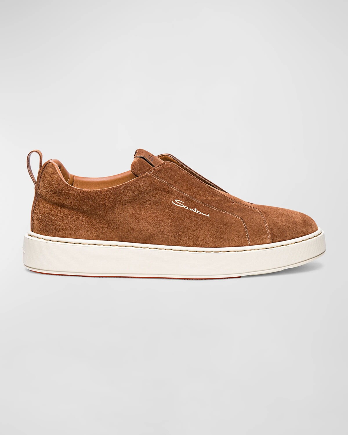 

Мужские замшевые низкие слипоны Santoni, цвет Brown