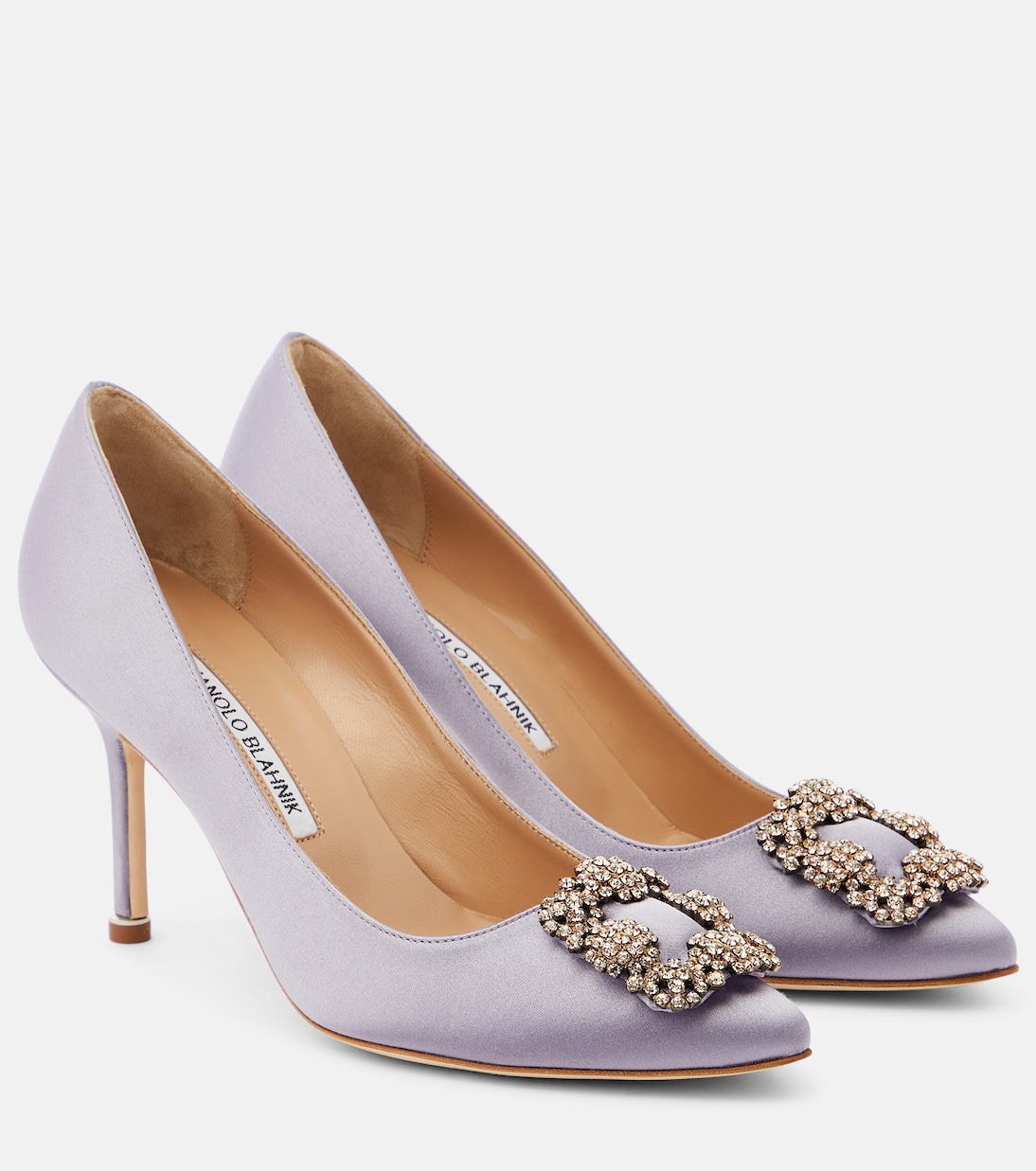 Атласные туфли hangisi 90 с декором Manolo Blahnik, фиолетовый