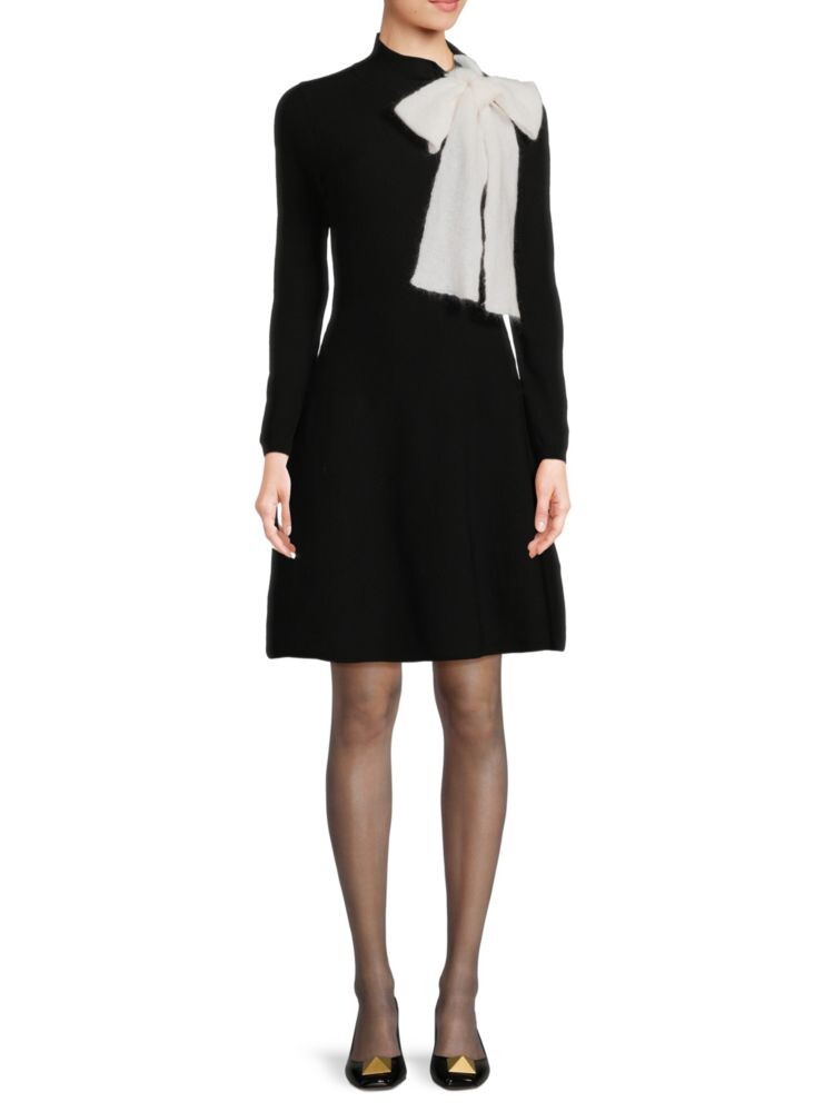 

Мини-платье-свитер с бантом Redvalentino, черный