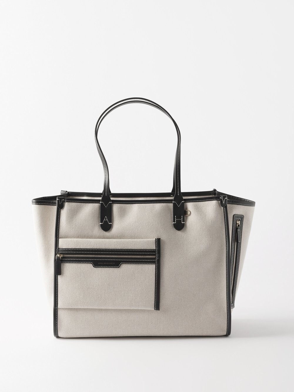 

Холщовая сумка-тоут с карманами и кожаной отделкой Anya Hindmarch, бежевый