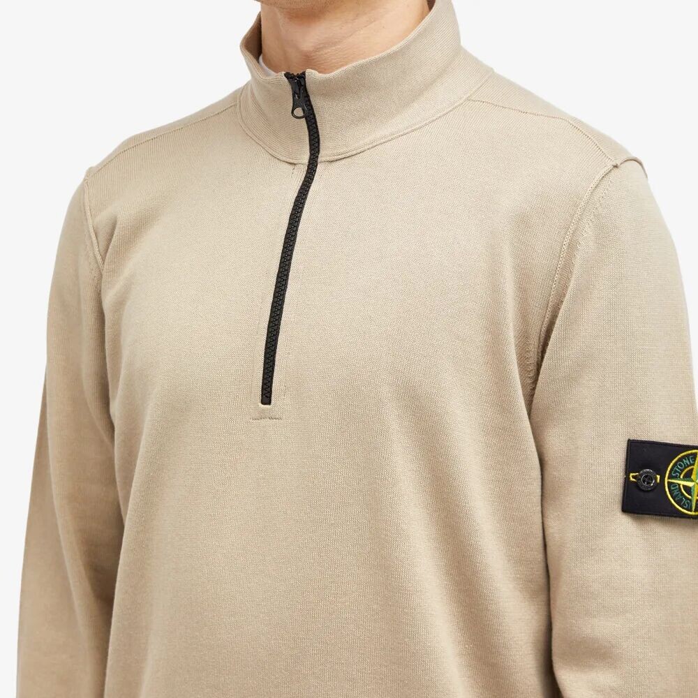 Stone Island Мягкий хлопковый трикотаж с половинной молнией, серый