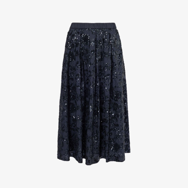 

Юбка миди из хлопка с пайетками Weekend Max Mara, синий
