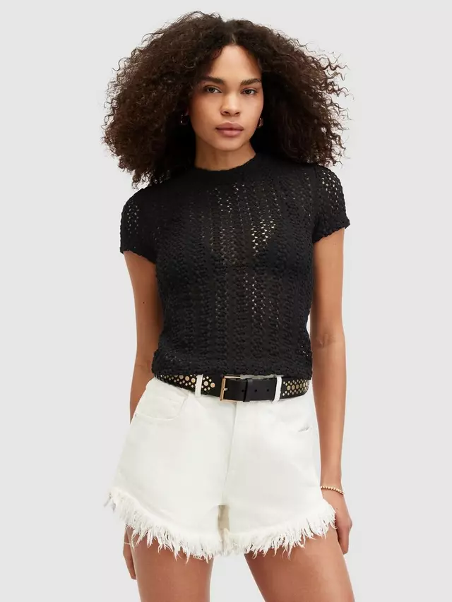 

Футболка AllSaints Karma Stevie Crochet Style, черный