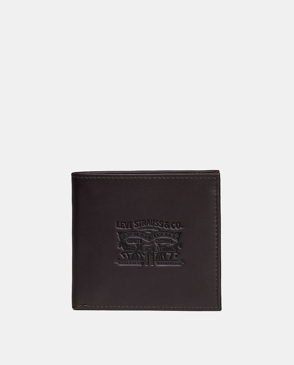 Коричневый кожаный кошелек с гравировкой «Лошадь» Levi's, коричневый мужской кошелек для монет коричневый