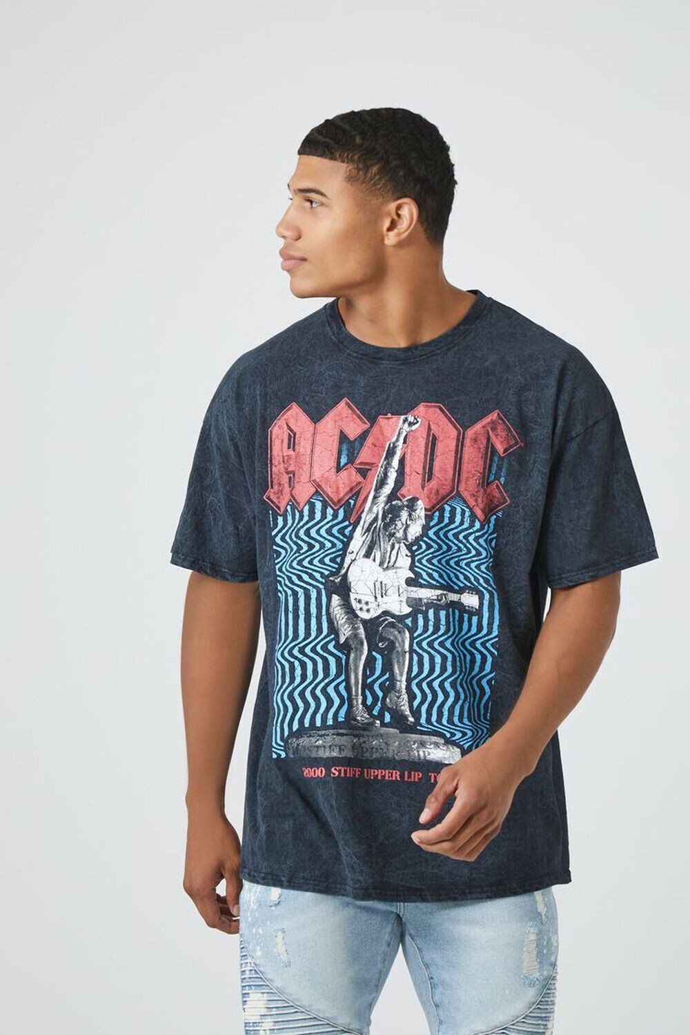 

Футболка с графическим рисунком ACDC, минеральная стирка Forever 21, черный