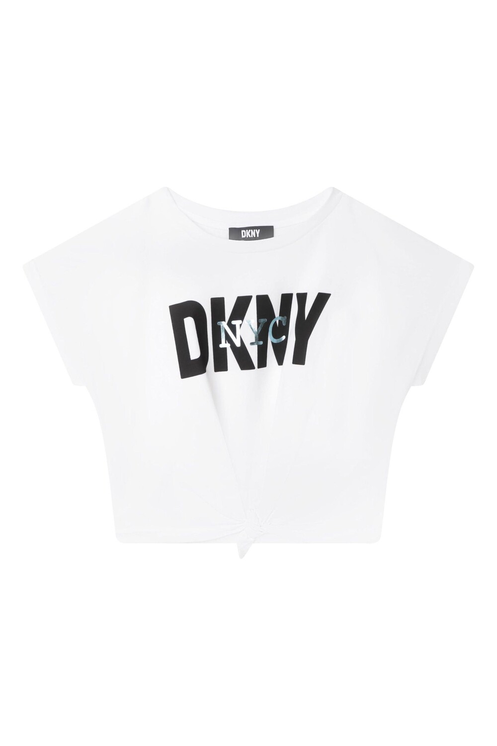 

Укороченная футболка с завязками спереди и логотипом Dkny, белый