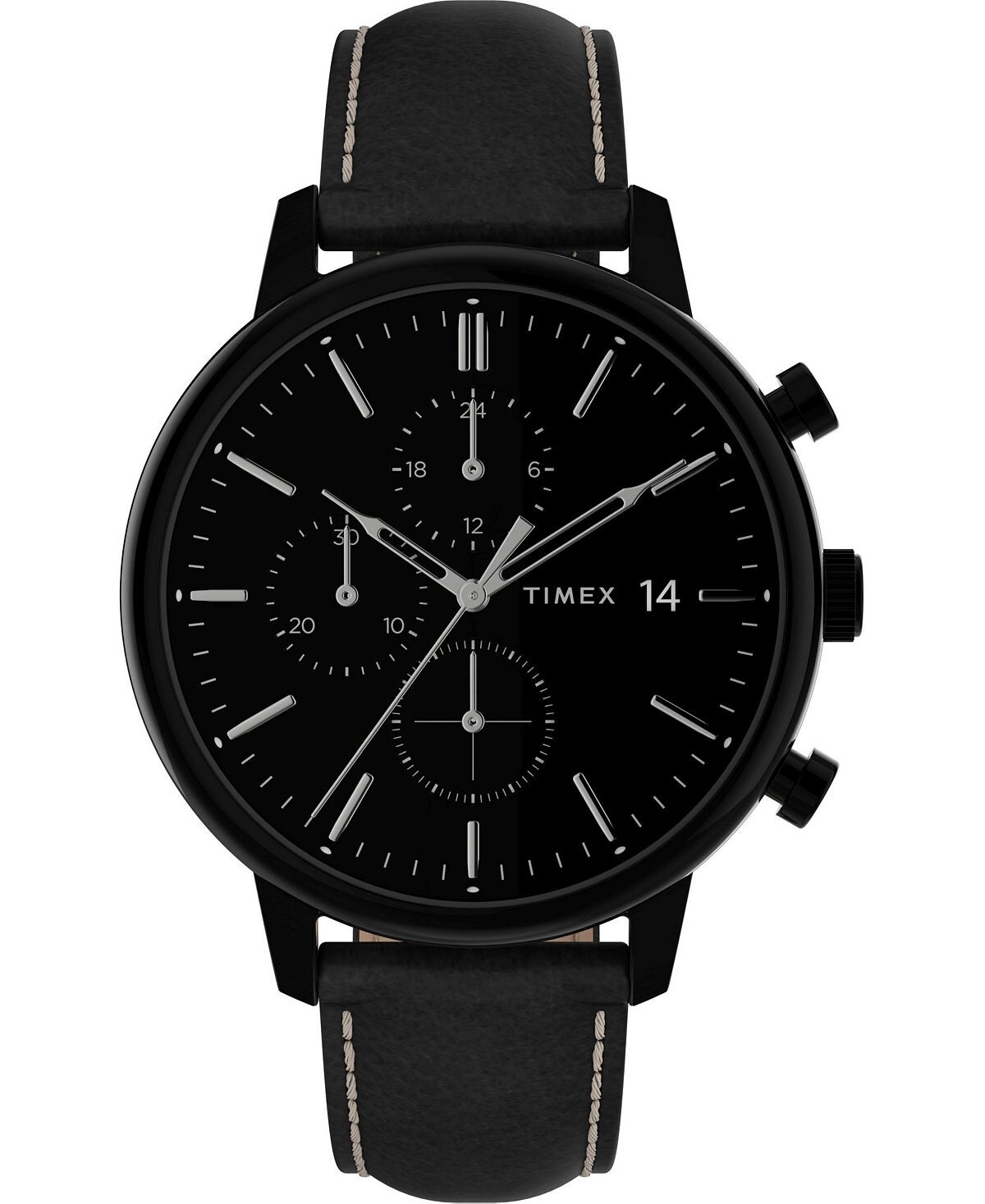 

Мужские часы Chicago с черным кожаным ремешком, 45 мм Timex