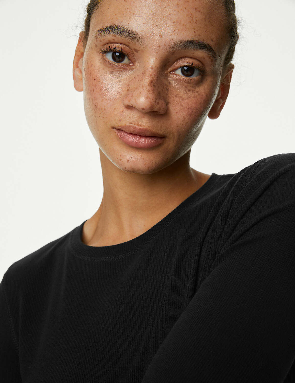 

Хлопковый топ в рубчик Marks & Spencer, черный