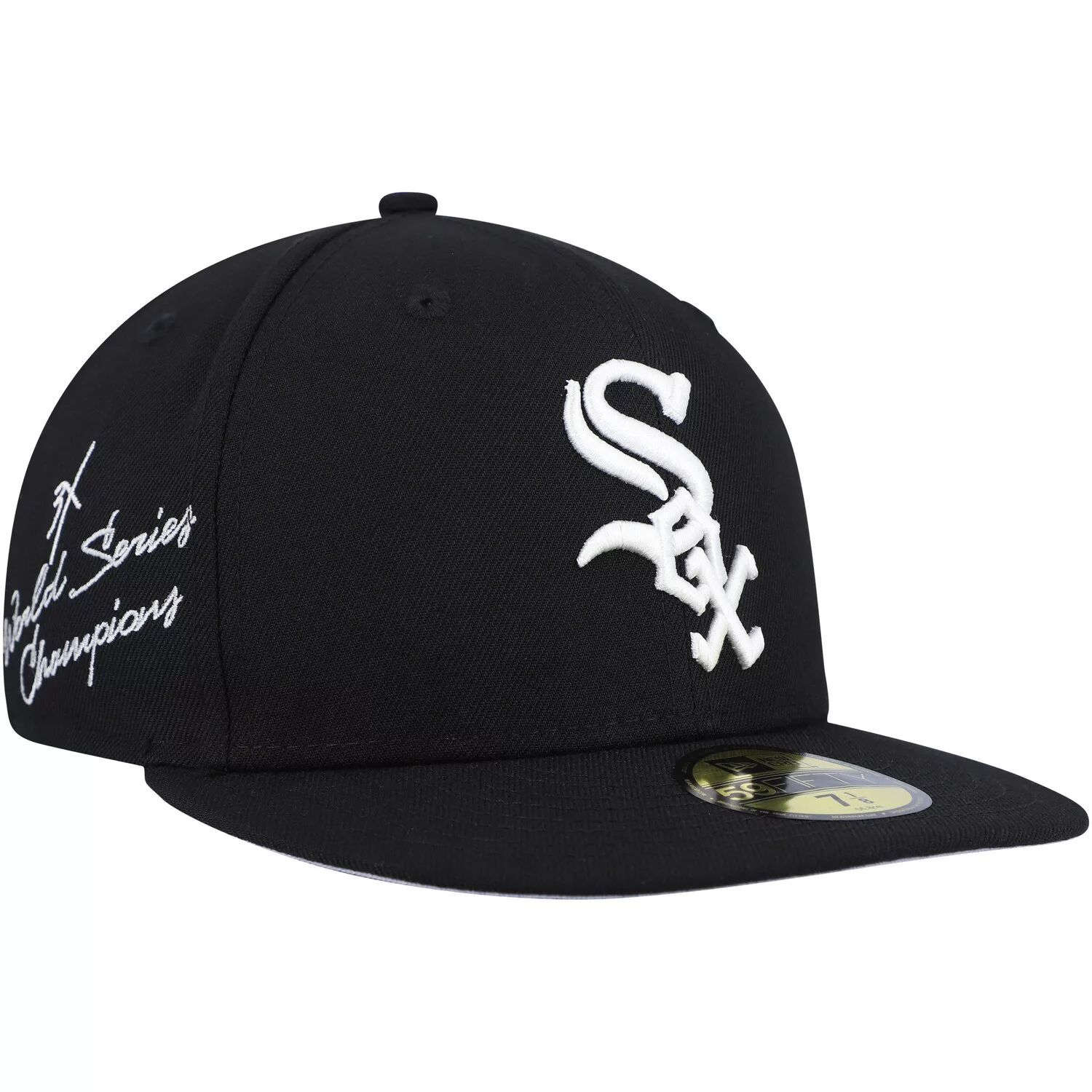 

Мужская кепка New Era Black Chicago White Sox, трехкратный чемпион Мировой серии Undervisor 59FIFTY, облегающая шляпа