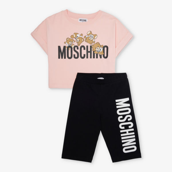 

Комплект из двух предметов из хлопка стрейч с фирменным принтом 6-12 лет Moschino, черный