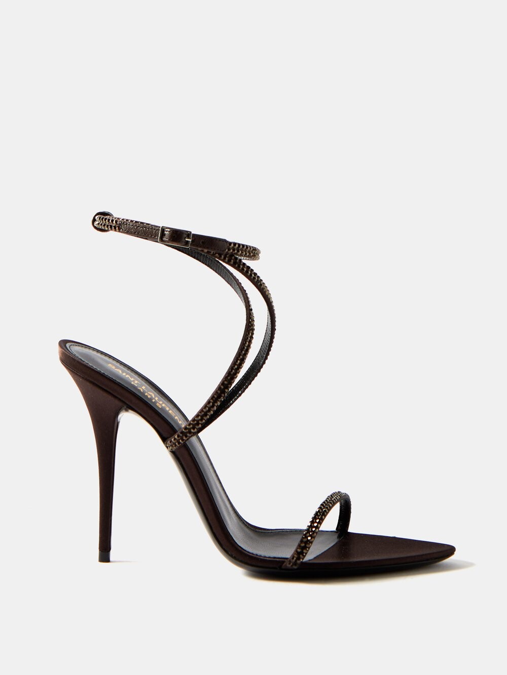 

Кожаные сандалии ava 105 с кристаллами Saint Laurent, коричневый