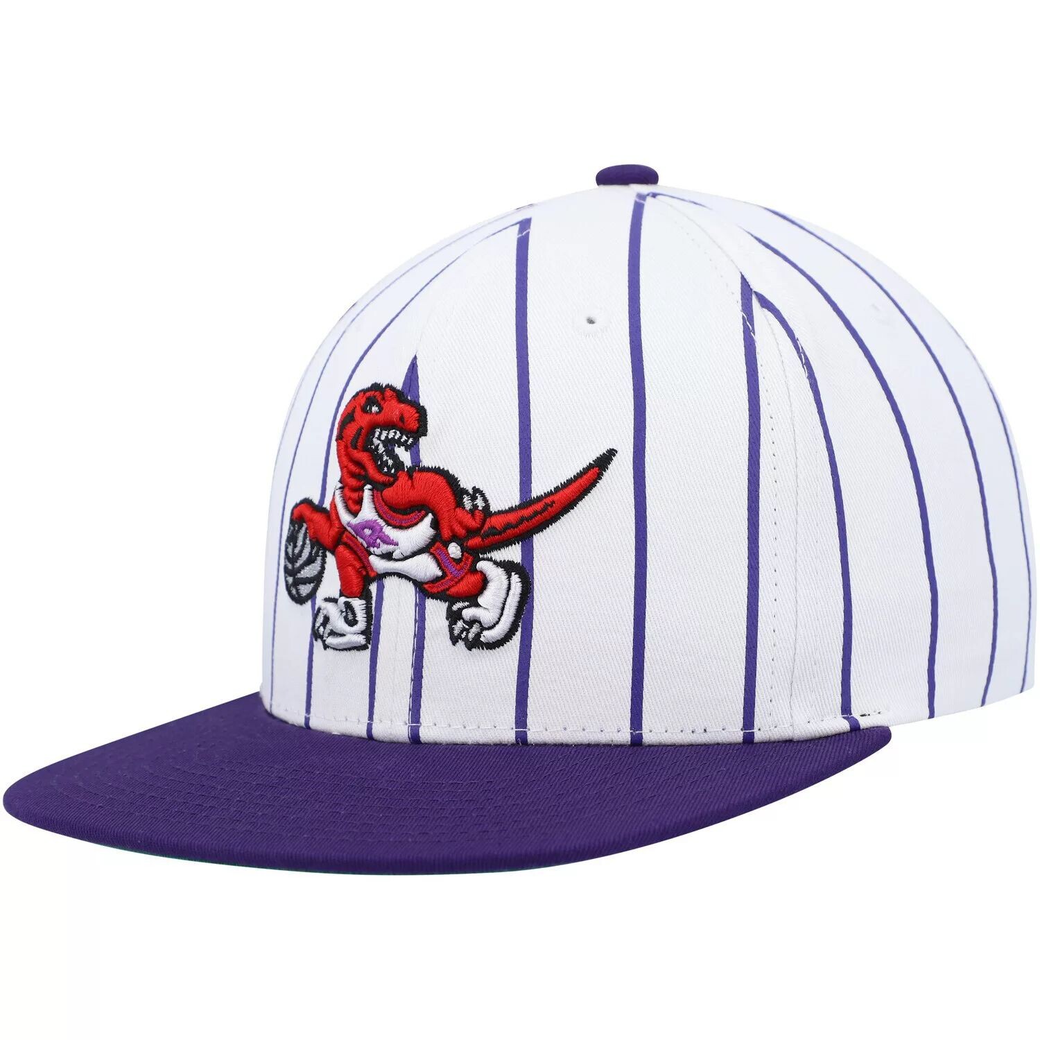 

Мужская классическая кепка Snapback в тонкую полоску Mitchell & Ness White Toronto Raptors из твердой древесины