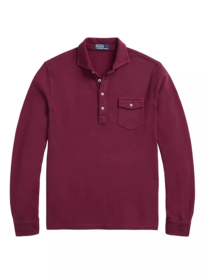

Сетчатая рубашка-поло с длинными рукавами Polo Ralph Lauren, цвет classic wine