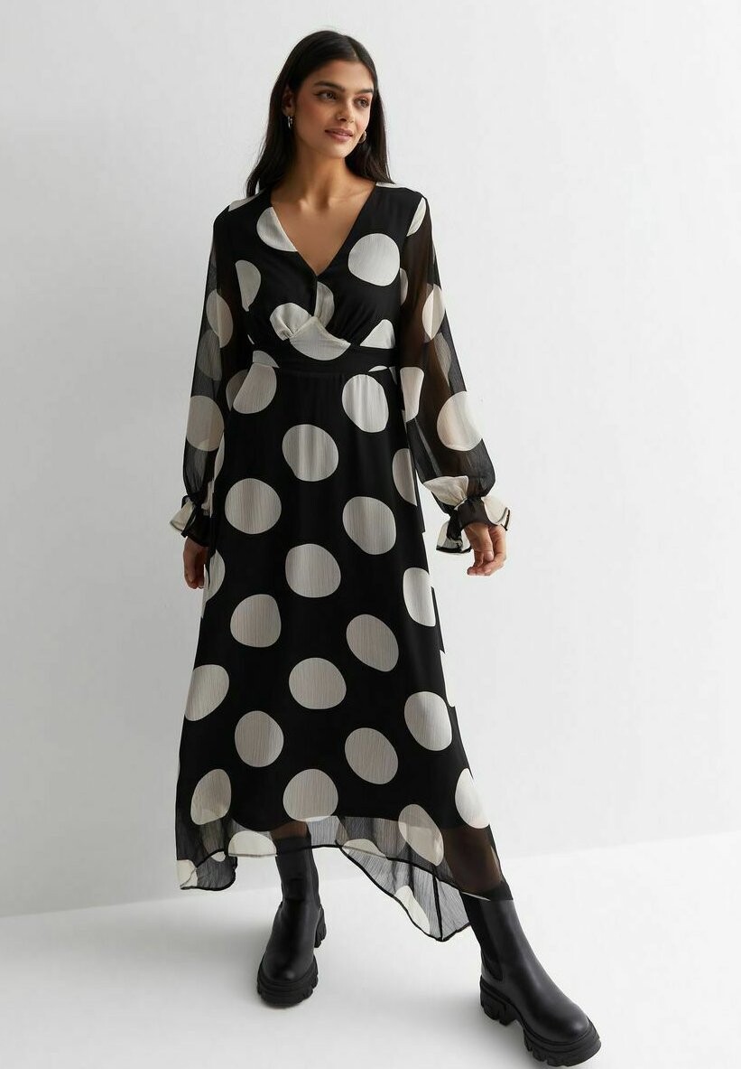 

Длинное платье Spot High Low Hem New Look, цвет black pattern