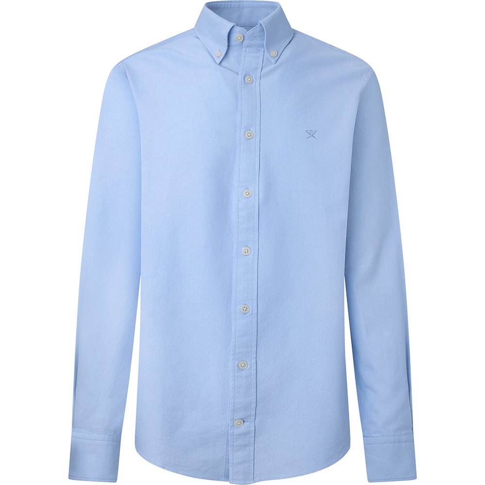 Рубашка с длинным рукавом Hackett Washed Oxford, синий рубашка hackett oxford синий