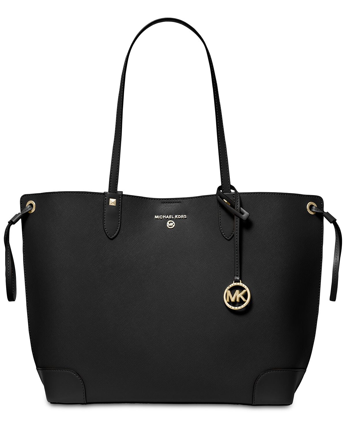 

Кожаная большая открытая сумка-тоут Edith Michael Kors, черный