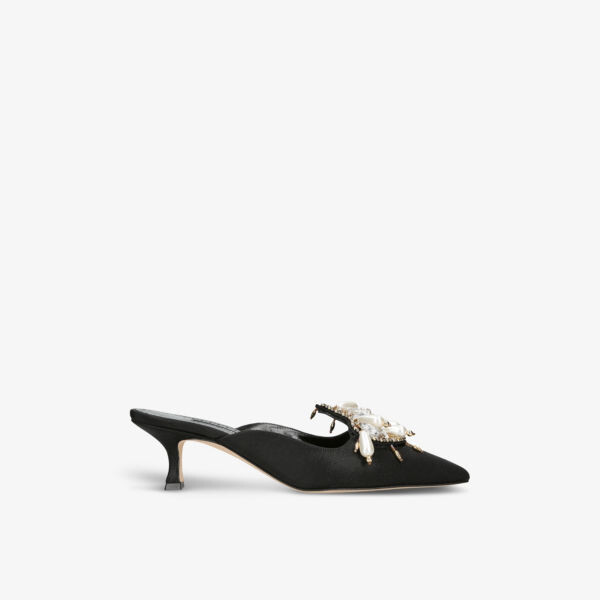 

Атласные мюли orientalia на каблуке, украшенные кристаллами Manolo Blahnik, черный