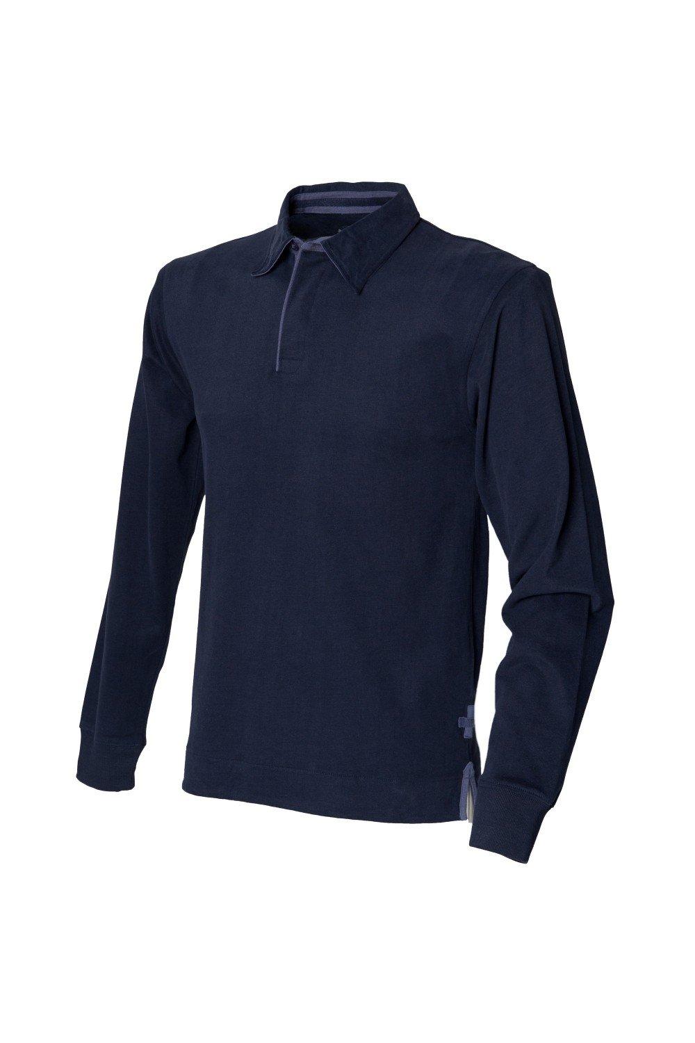 цена Супермягкая рубашка-поло для регби с длинными рукавами Front Row, темно-синий