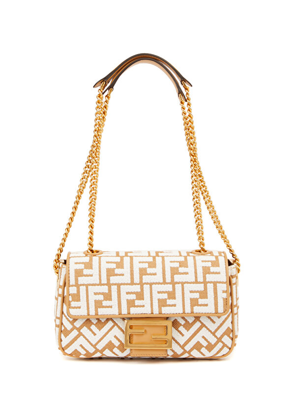 цена Женская сумка миди baguette ecru с логотипом на цепочке Fendi