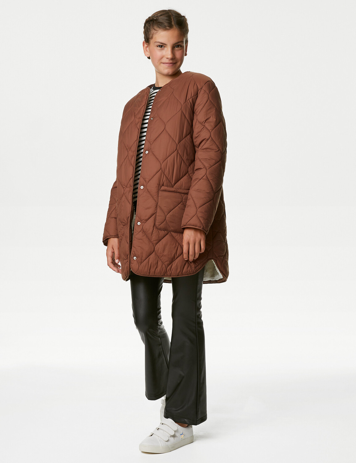 

Стеганое пальто Stormwear (6–16 лет) Marks & Spencer, коричневый