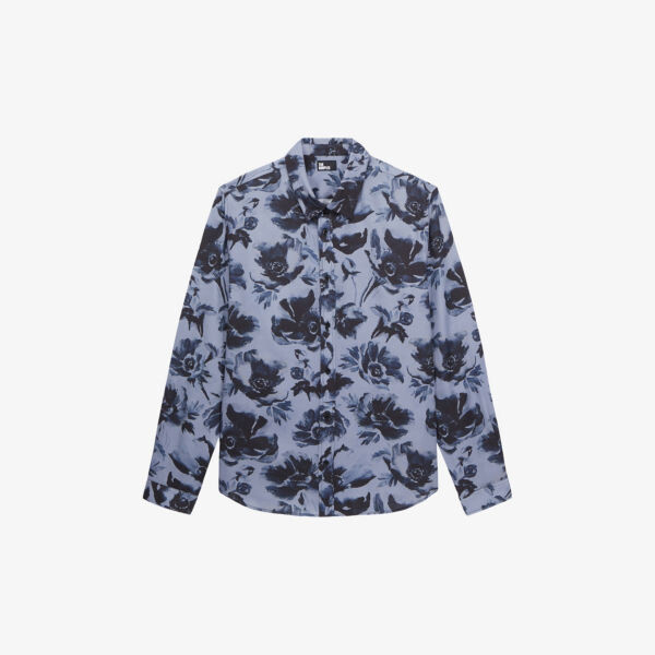 

Тканая рубашка классического кроя с цветочным принтом The Kooples, черный