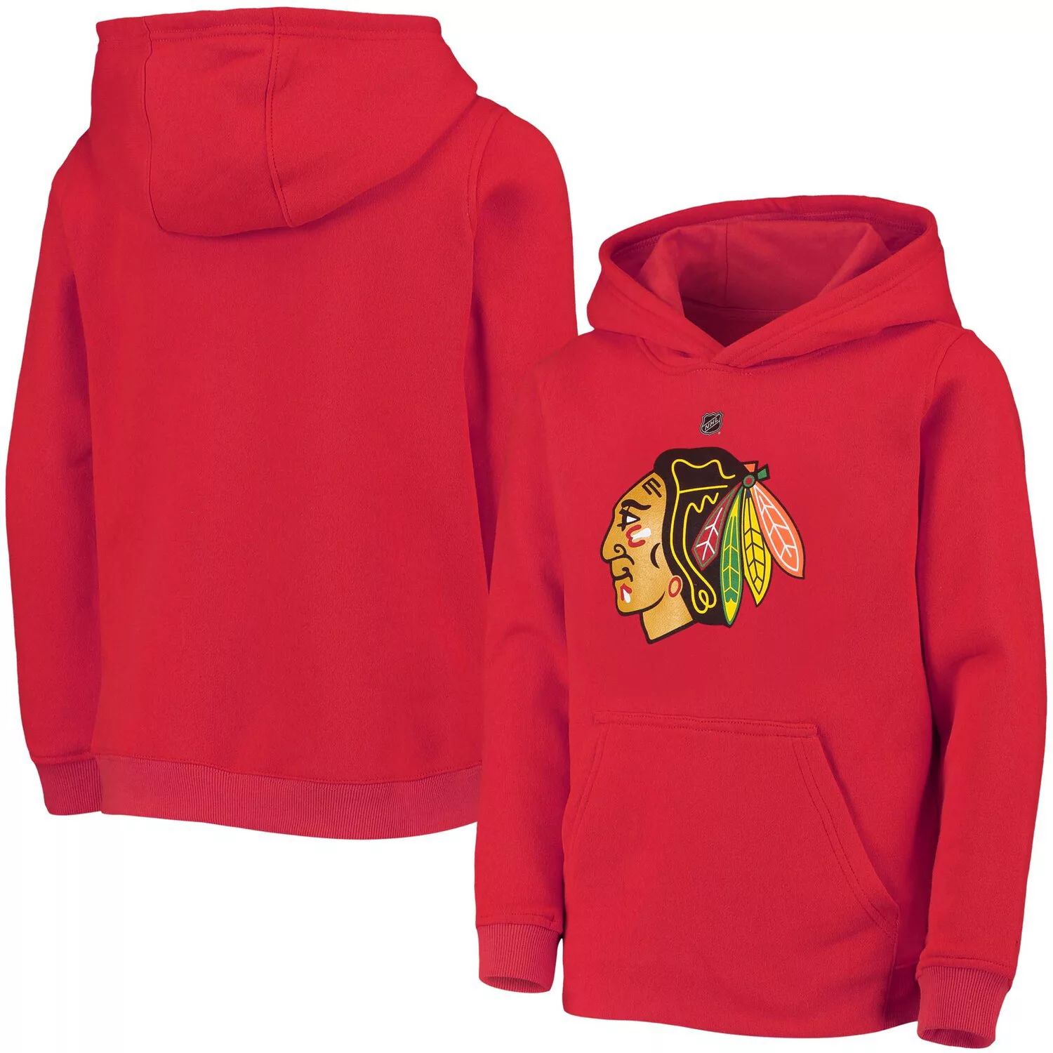 

Молодежный красный пуловер с капюшоном и логотипом Chicago Blackhawks Primary Outerstuff