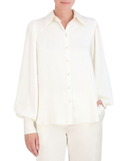 

Тканый топ на пуговицах BCBGMAXAZRIA, цвет White
